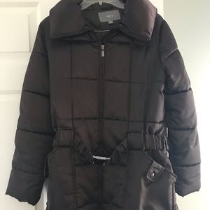 Chocolate brown puff coat
